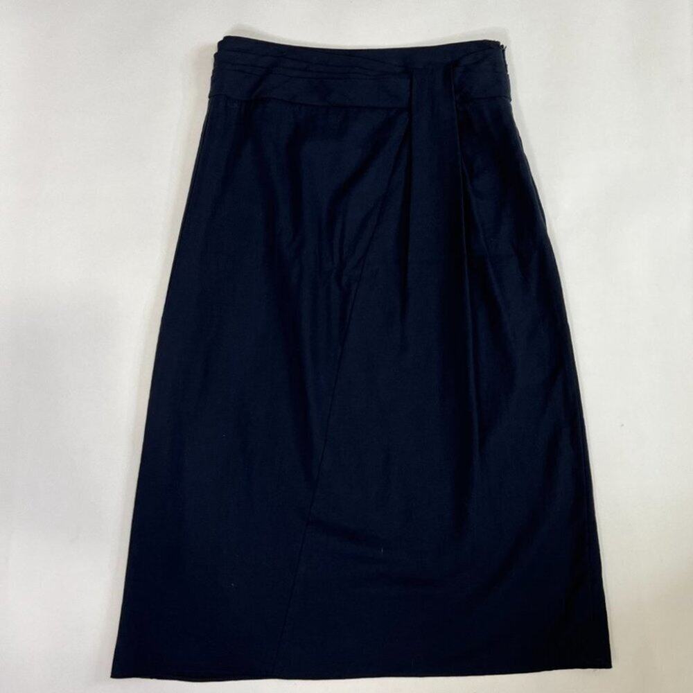 Vince Twist-Front A-Line Midi Cotton Skirt Blue Sz 4 - Picture 3 of 12